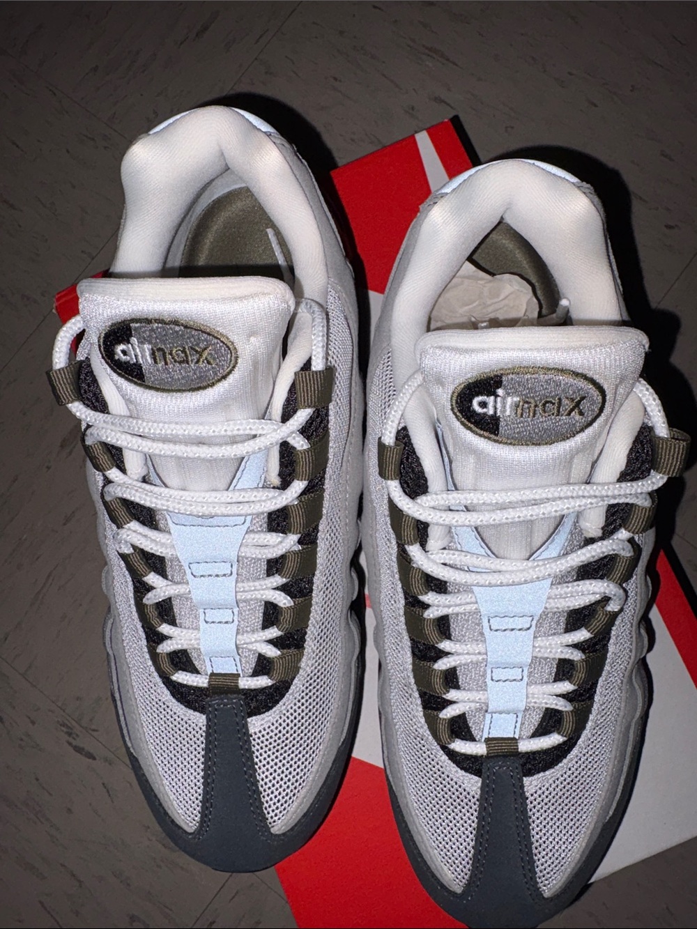 Nike Air Max 95 Sneakers - Gray, Black & White Olive, NEVER WORN - Picture 7 of 8